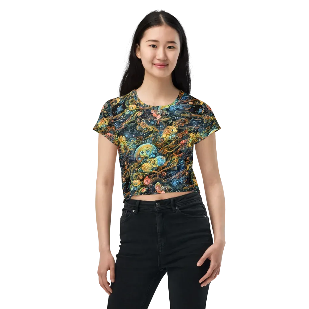 Wild Cosmos on Crop Tee — Front