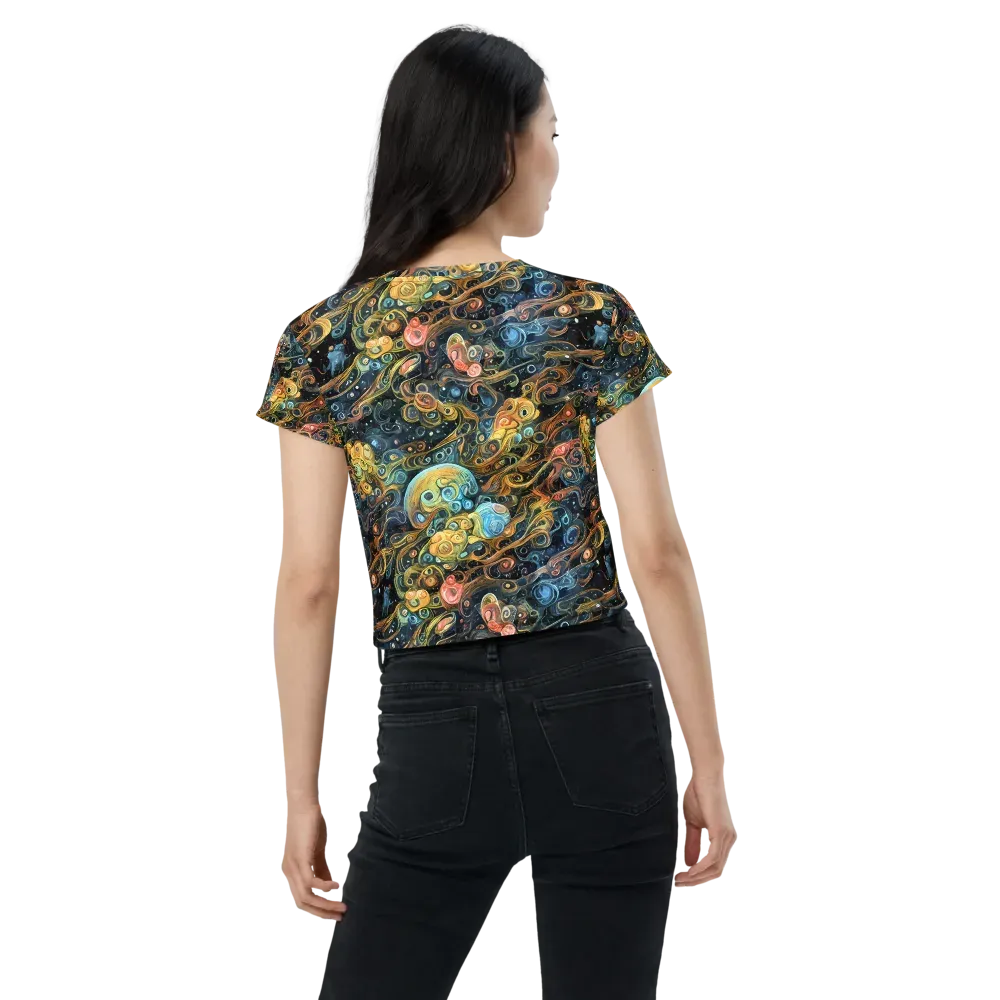 Wild Cosmos on Crop Tee — Back
