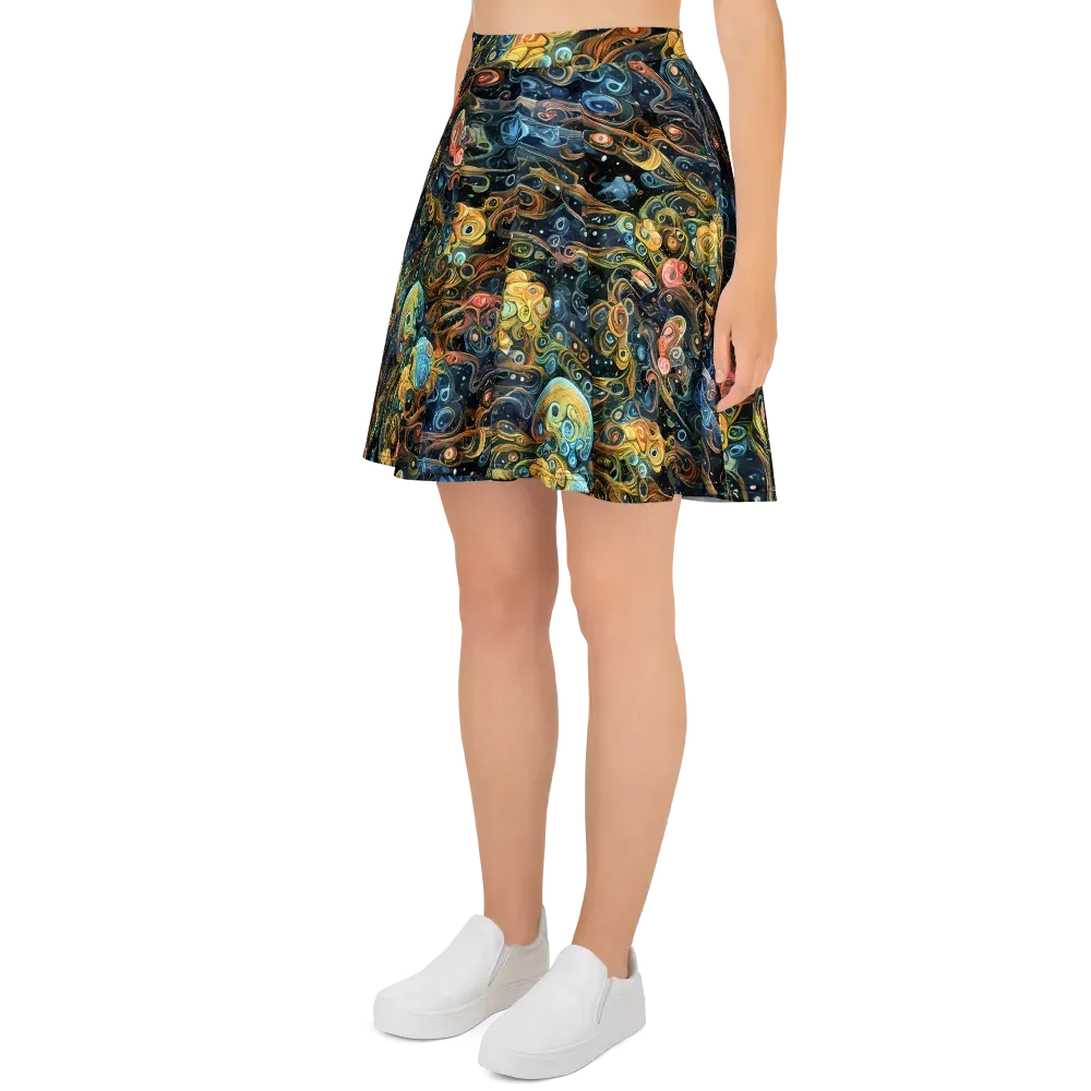 Wild Cosmos on Skater Skirt — Left