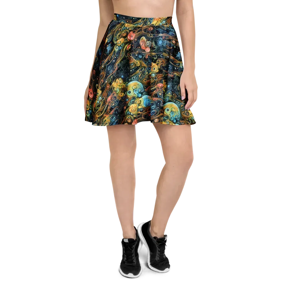 Wild Cosmos on Skater Skirt — Front