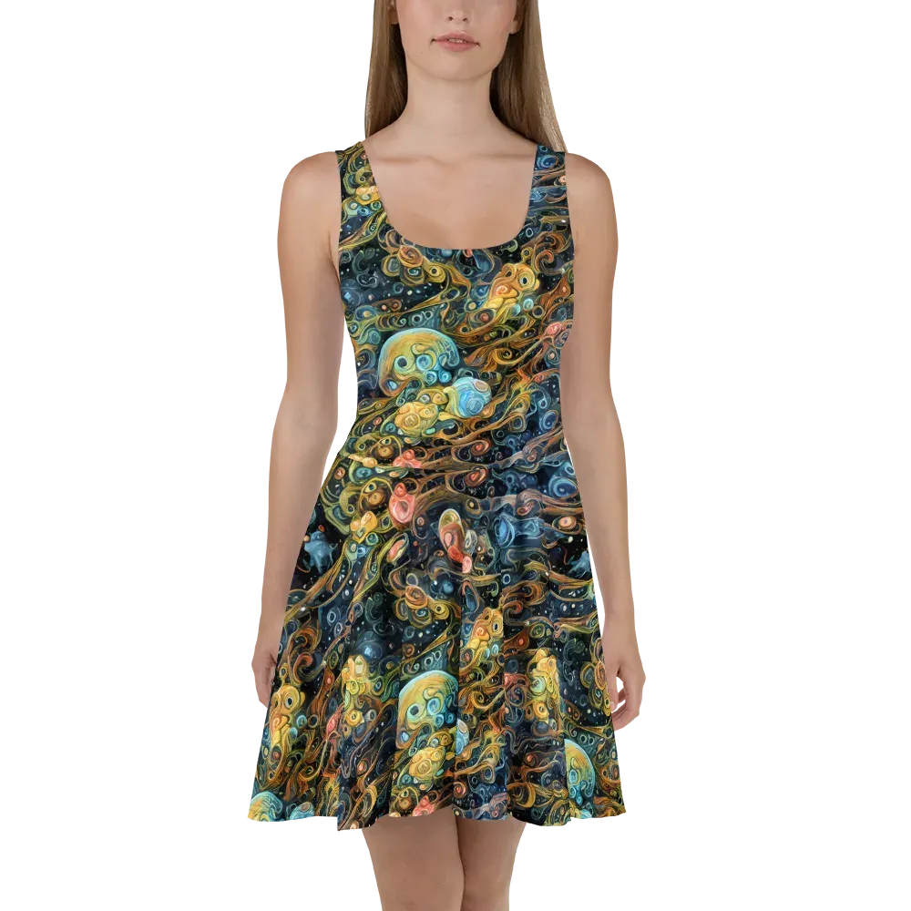 Wild Cosmos on Skater Dress — Front
