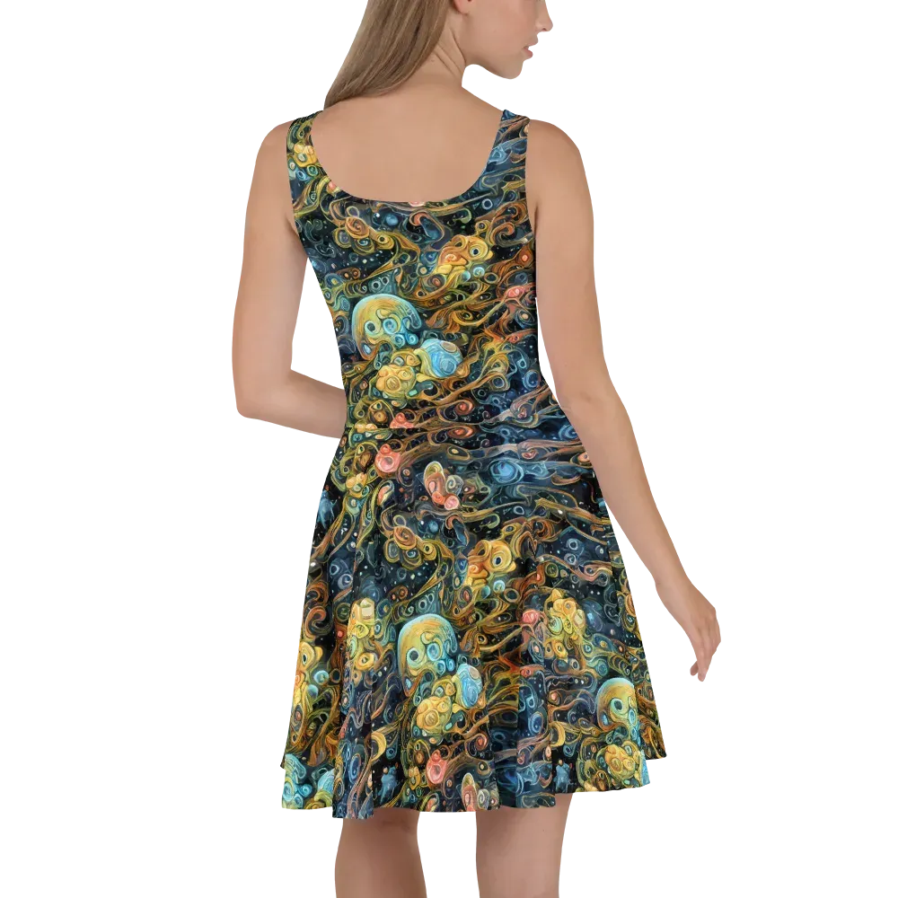 Wild Cosmos on Skater Dress — Back