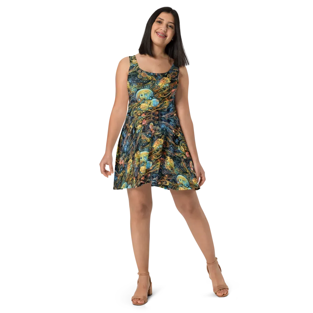 Wild Cosmos on Skater Dress — Front