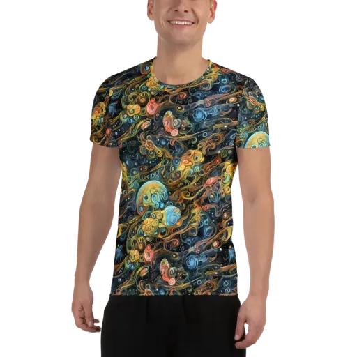 Wild Cosmos on a Men's Athletic T-Shirt