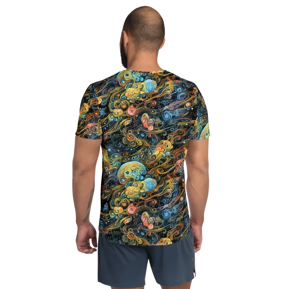 Wild Cosmos on Men's Athletic T-Shirt — Back
