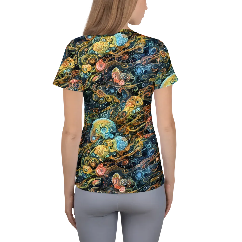 Wild Cosmos on Women's Athletic T-Shirt — Back