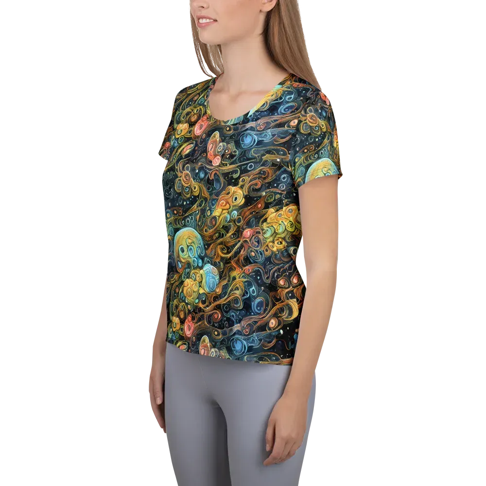 Wild Cosmos on Women's Athletic T-Shirt — Left