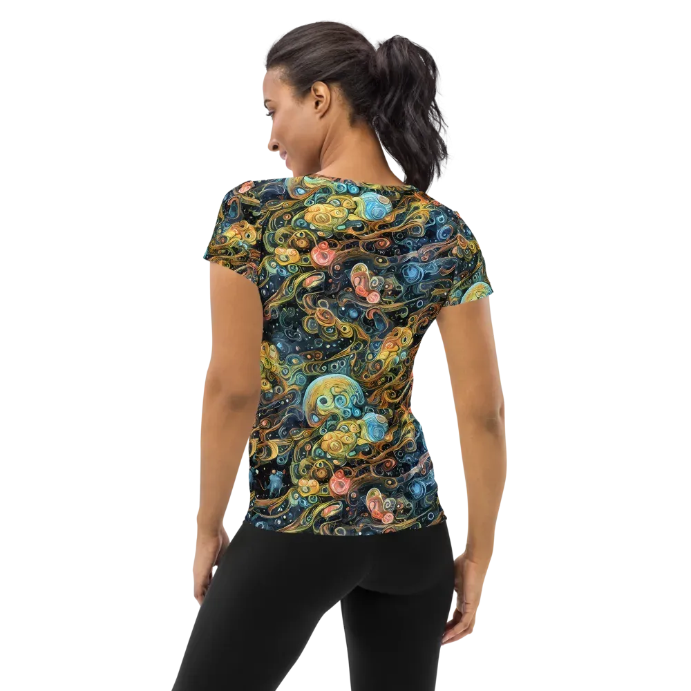 Wild Cosmos on Women's Athletic T-Shirt — Back