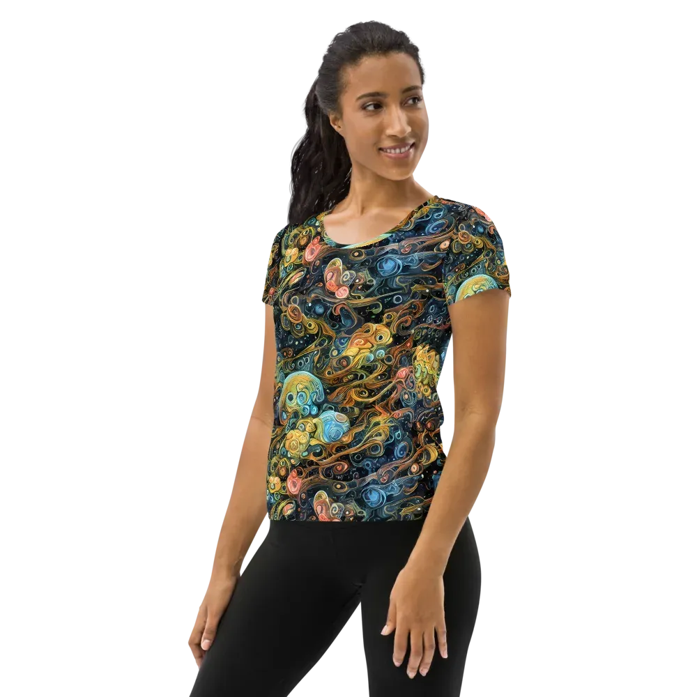 Wild Cosmos on Women's Athletic T-Shirt — Left