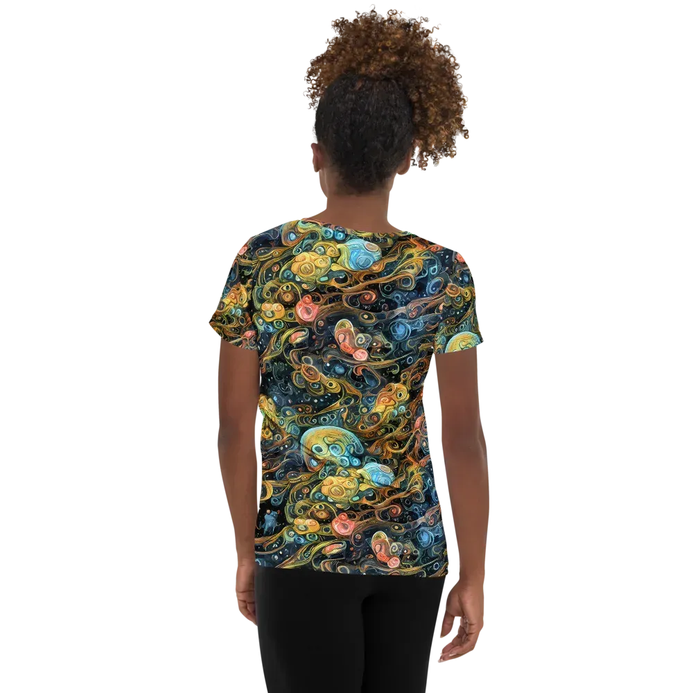 Wild Cosmos on Women's Athletic T-Shirt — Back