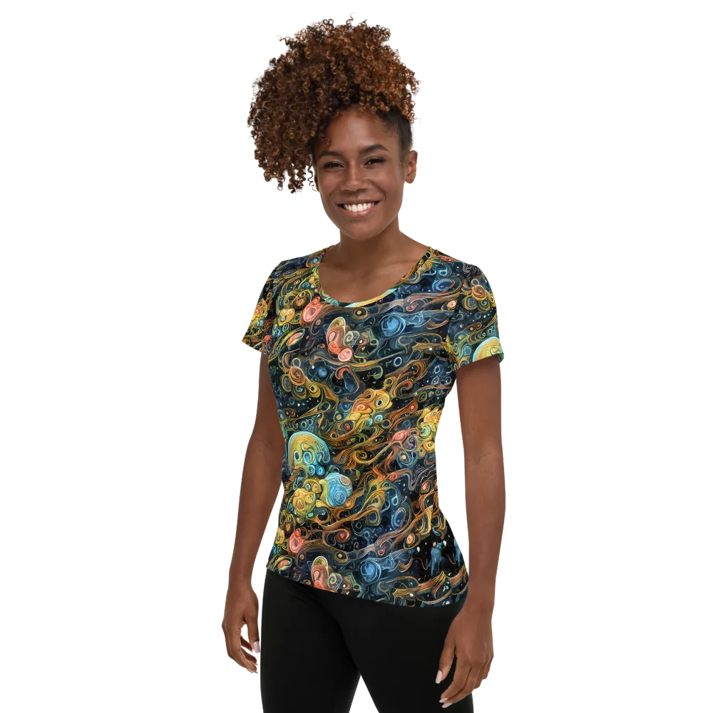 Wild Cosmos on Women's Athletic T-Shirt — Left