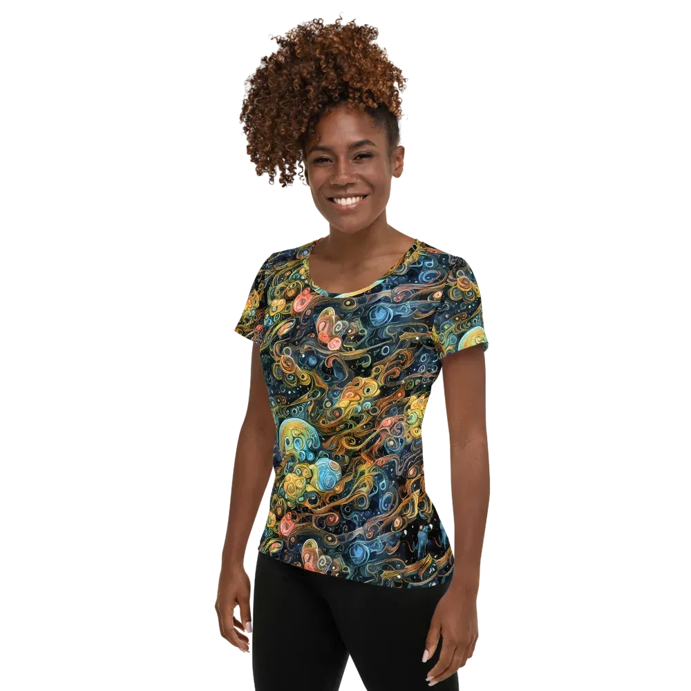 Wild Cosmos on Women's Athletic T-Shirt — Left