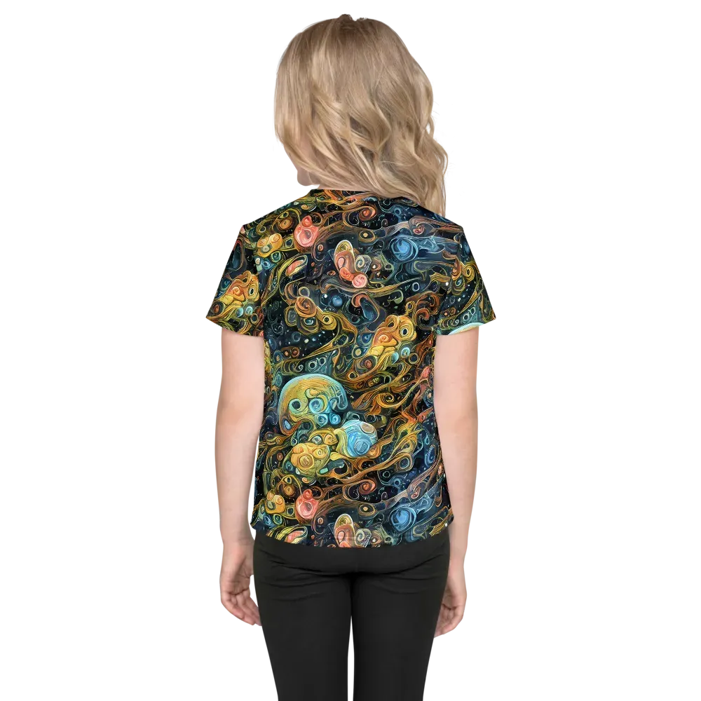 Wild Cosmos on Kids Crew Neck T-Shirt — Back