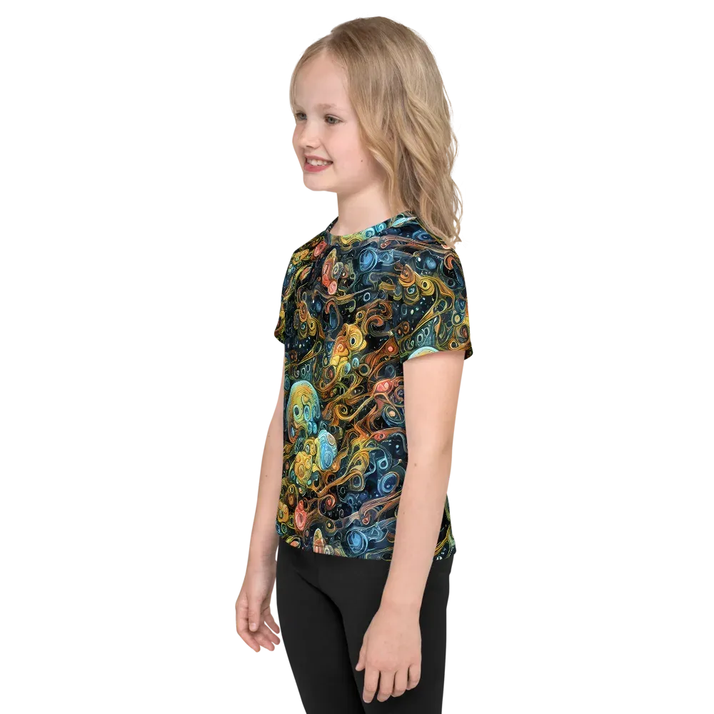 Wild Cosmos on Kids Crew Neck T-Shirt — Left