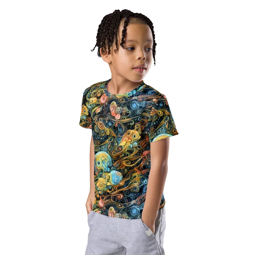 Wild Cosmos on Kids Crew Neck T-Shirt — Left Front