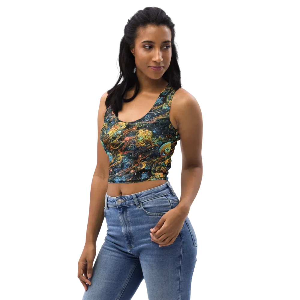 Wild Cosmos on Crop Top — Left Front