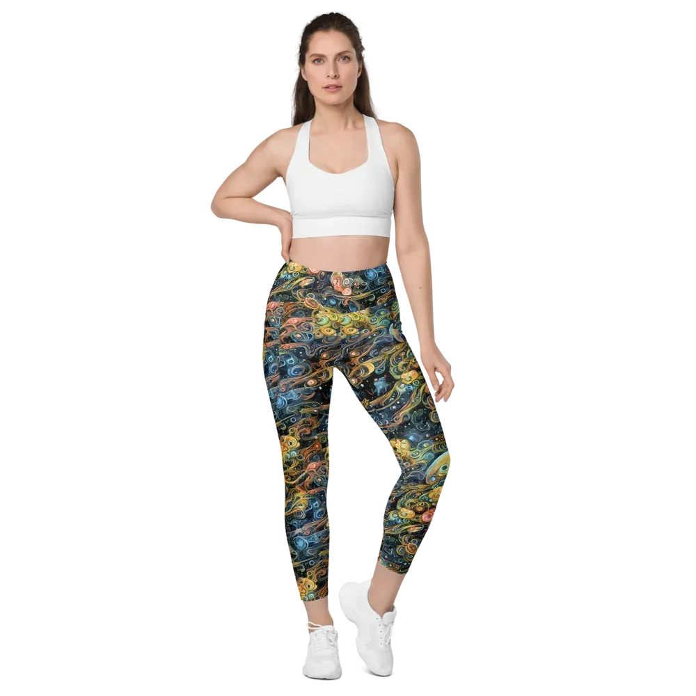 Wild Cosmos on Leggings with Pockets — Front