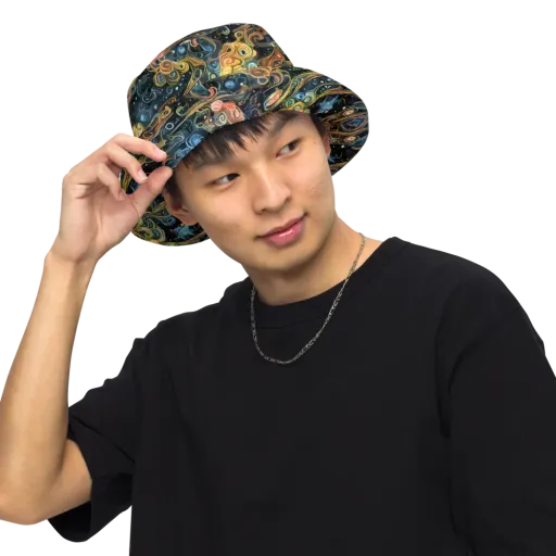 Wild Cosmos on a Reversible Bucket Hat
