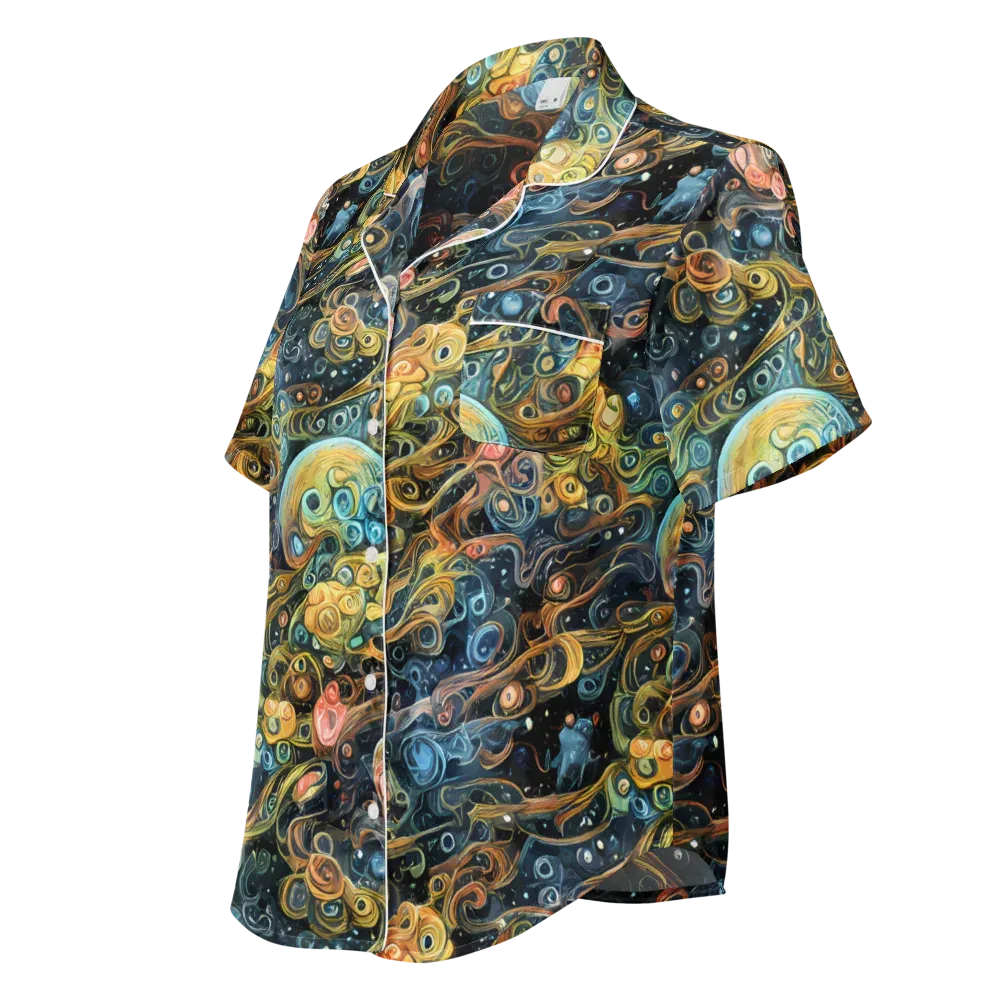 Wild Cosmos on Women's Short Sleeve Pajama Top — Left Front