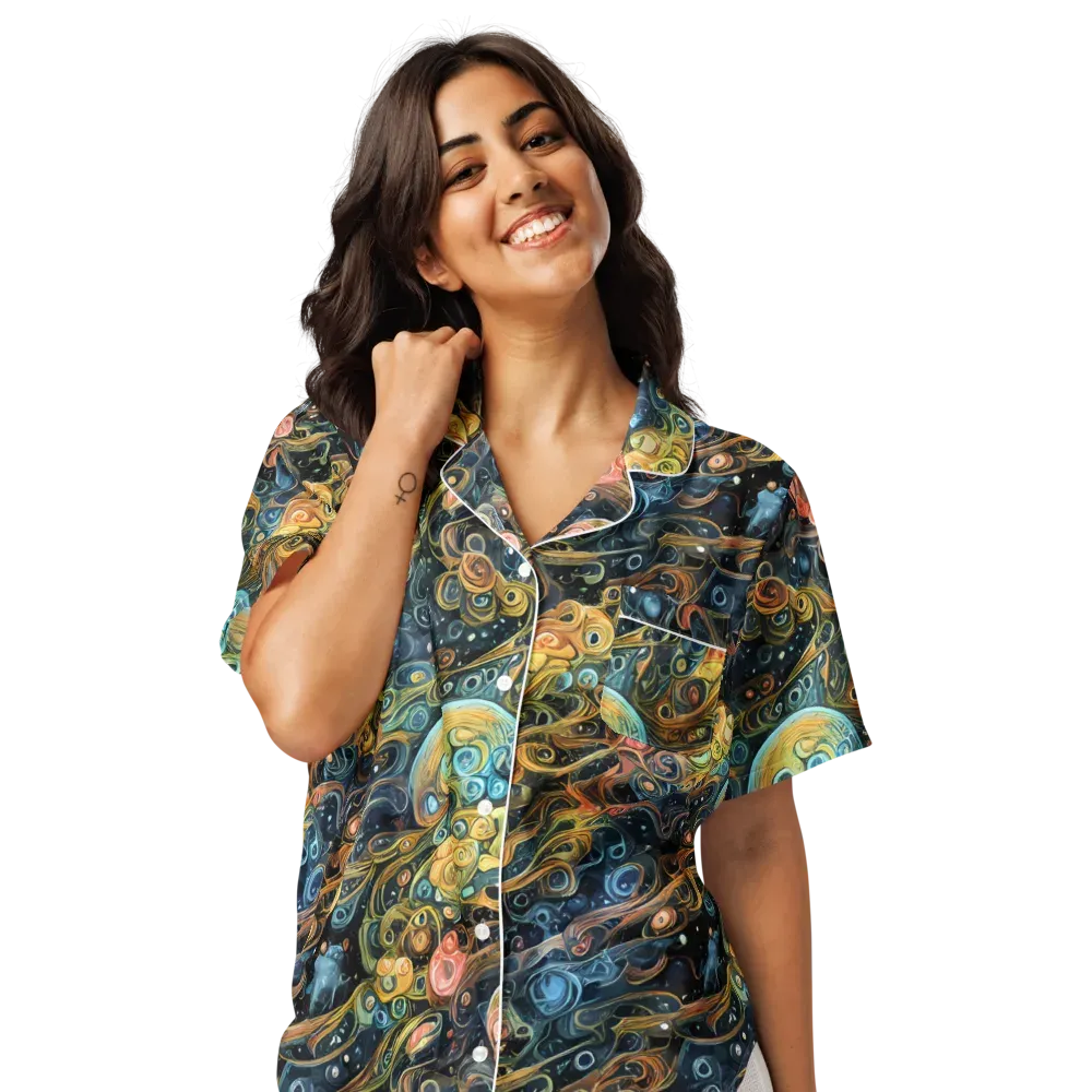 Wild Cosmos on Women's Short Sleeve Pajama Top — Front