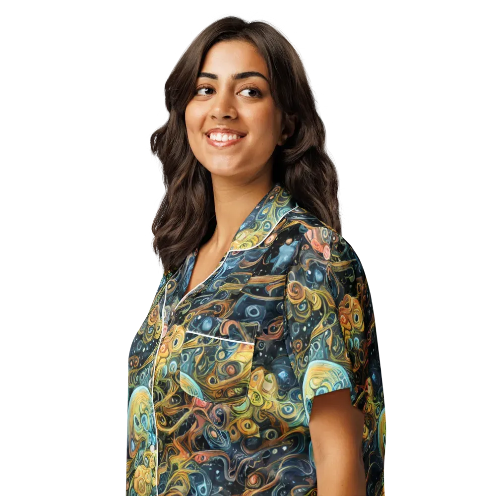 Wild Cosmos on Women's Short Sleeve Pajama Top — Left Front