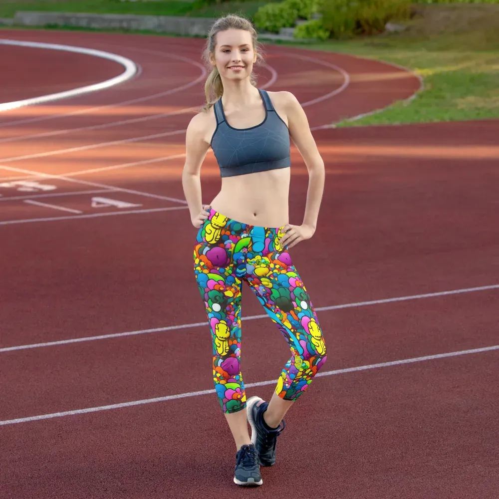 Kaleidoscope Garden on Capri Leggings — Front