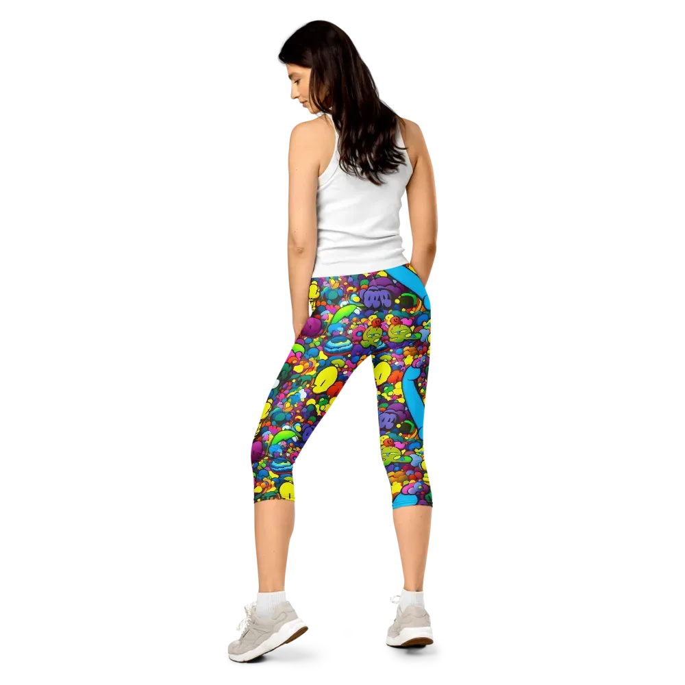 Kaleidoscope Garden on Capri Leggings — Back