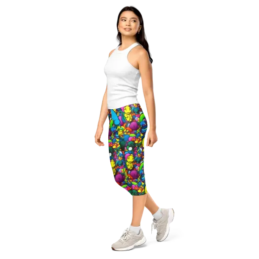 Kaleidoscope Garden on a Capri Leggings