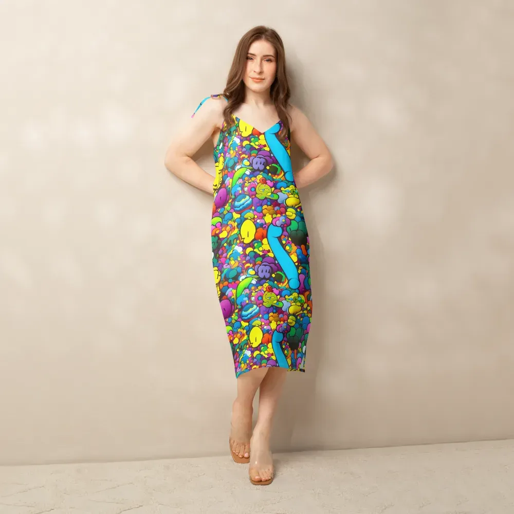 Kaleidoscope Garden on Slip Dress — Front