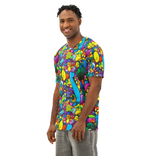 Kaleidoscope Garden on a Men's Cotton Crew Neck T-Shirt