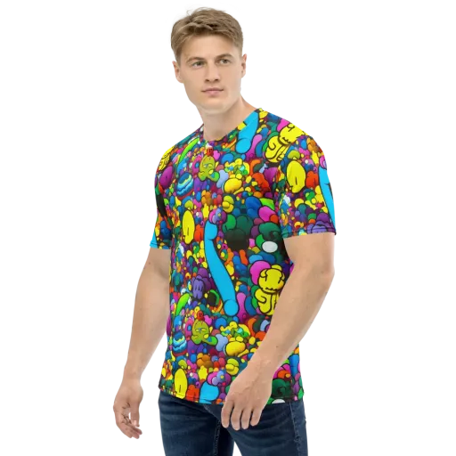 Kaleidoscope Garden on a Men's Crew Neck T-Shirt