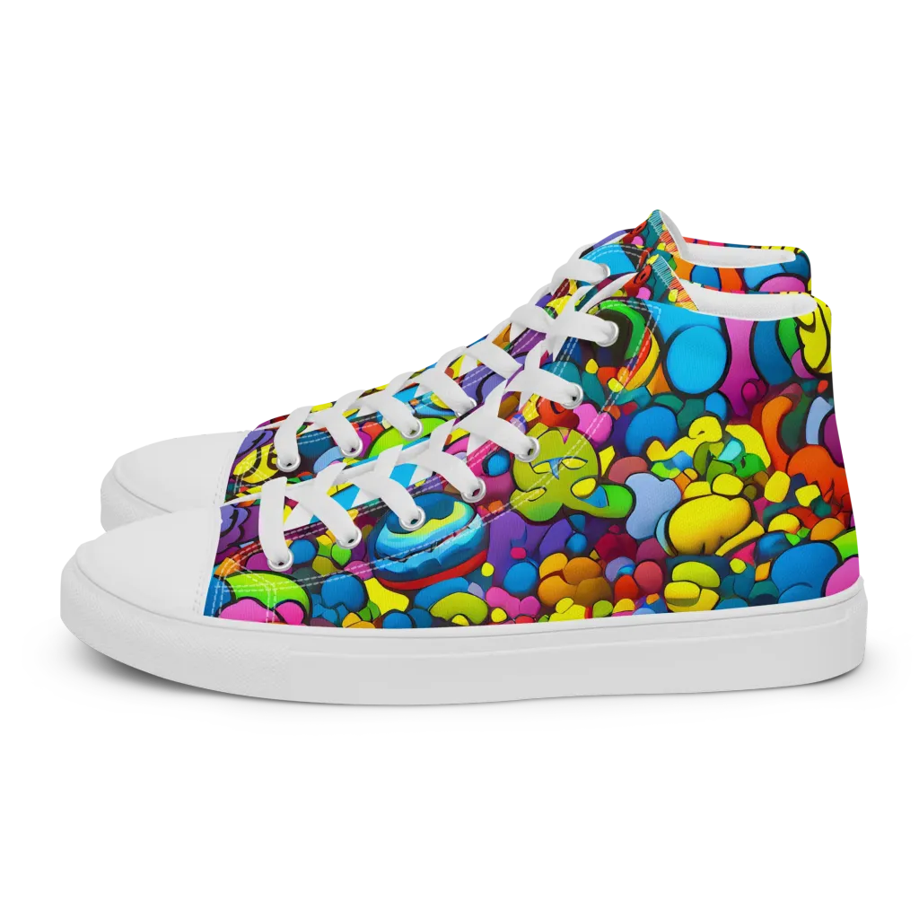 Kaleidoscope Garden on Men's High Top Canvas Shoes — Left