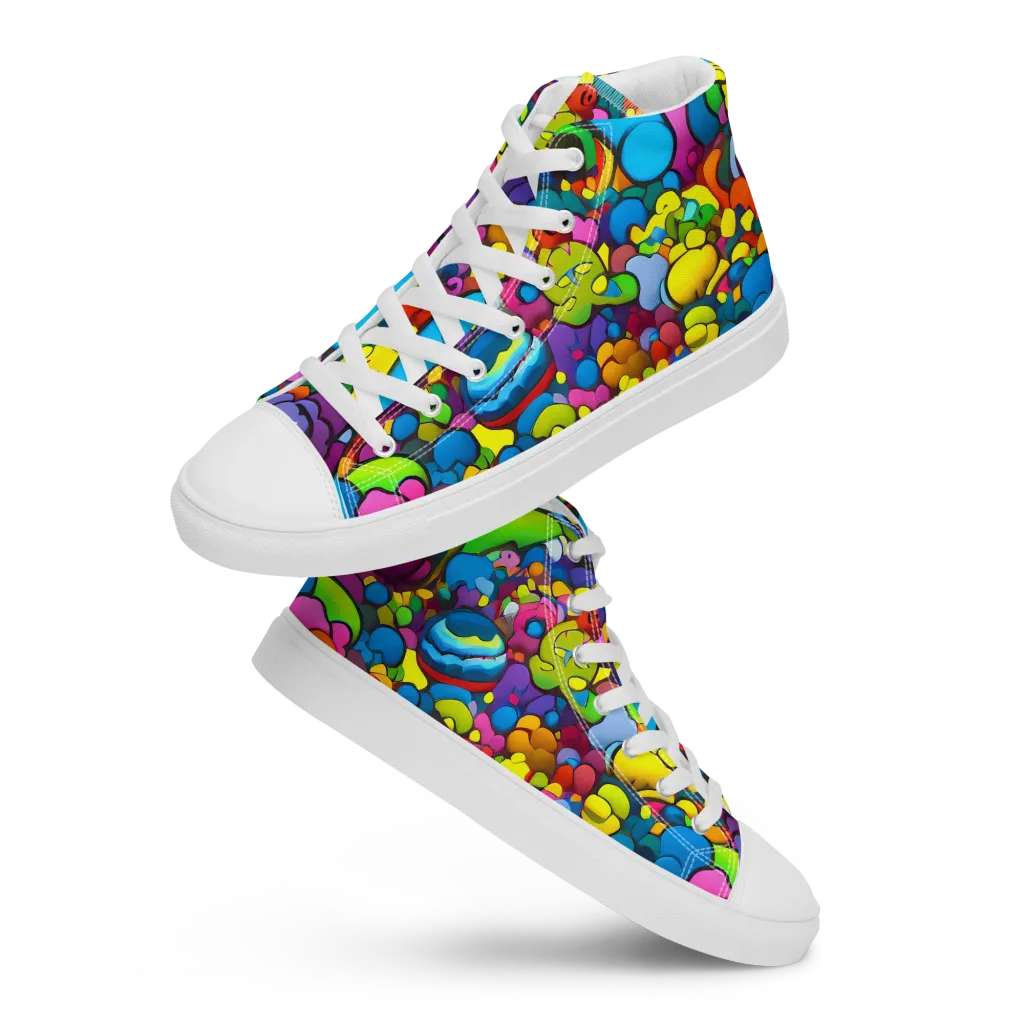 Kaleidoscope Garden on Men's High Top Canvas Shoes — Front