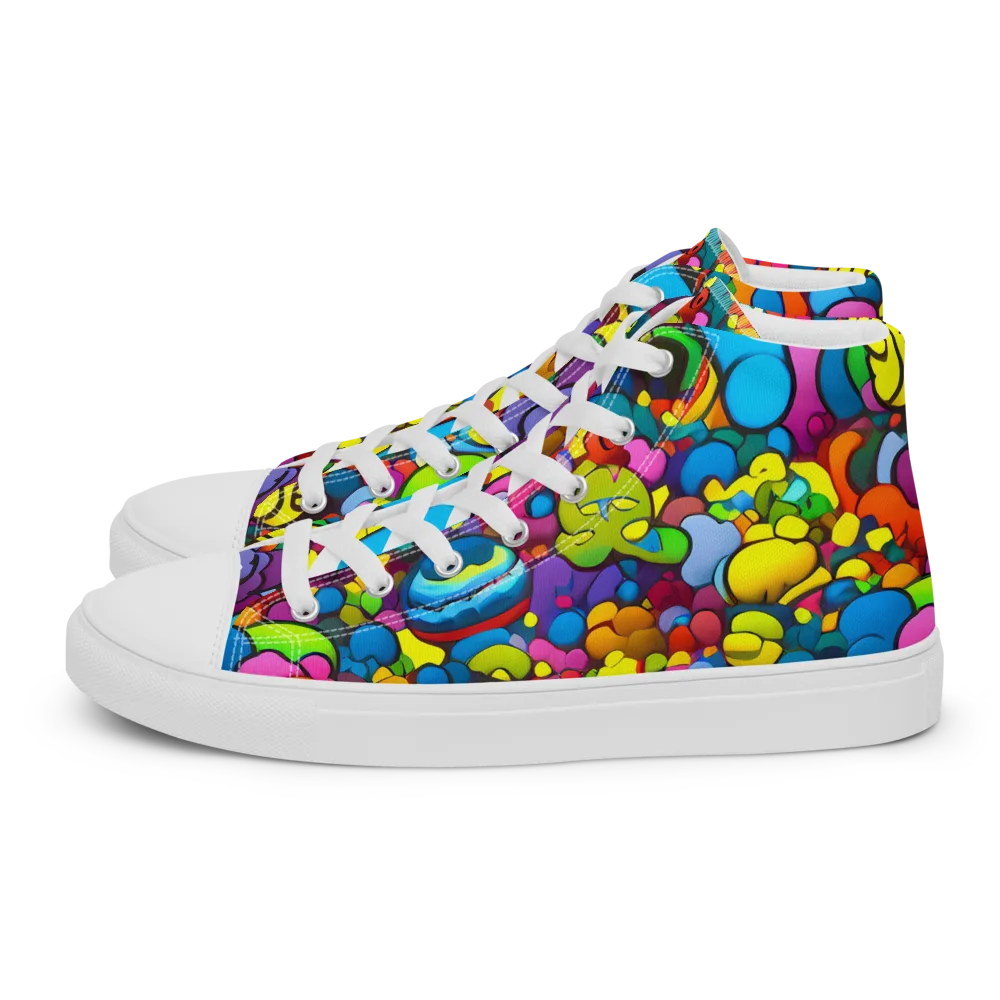 Kaleidoscope Garden on Women's High Top Canvas Shoes — Left