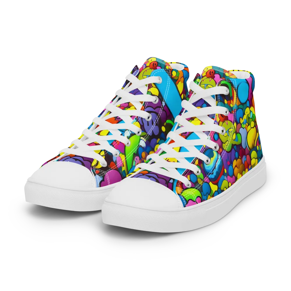 Kaleidoscope Garden on Women's High Top Canvas Shoes — Left Front