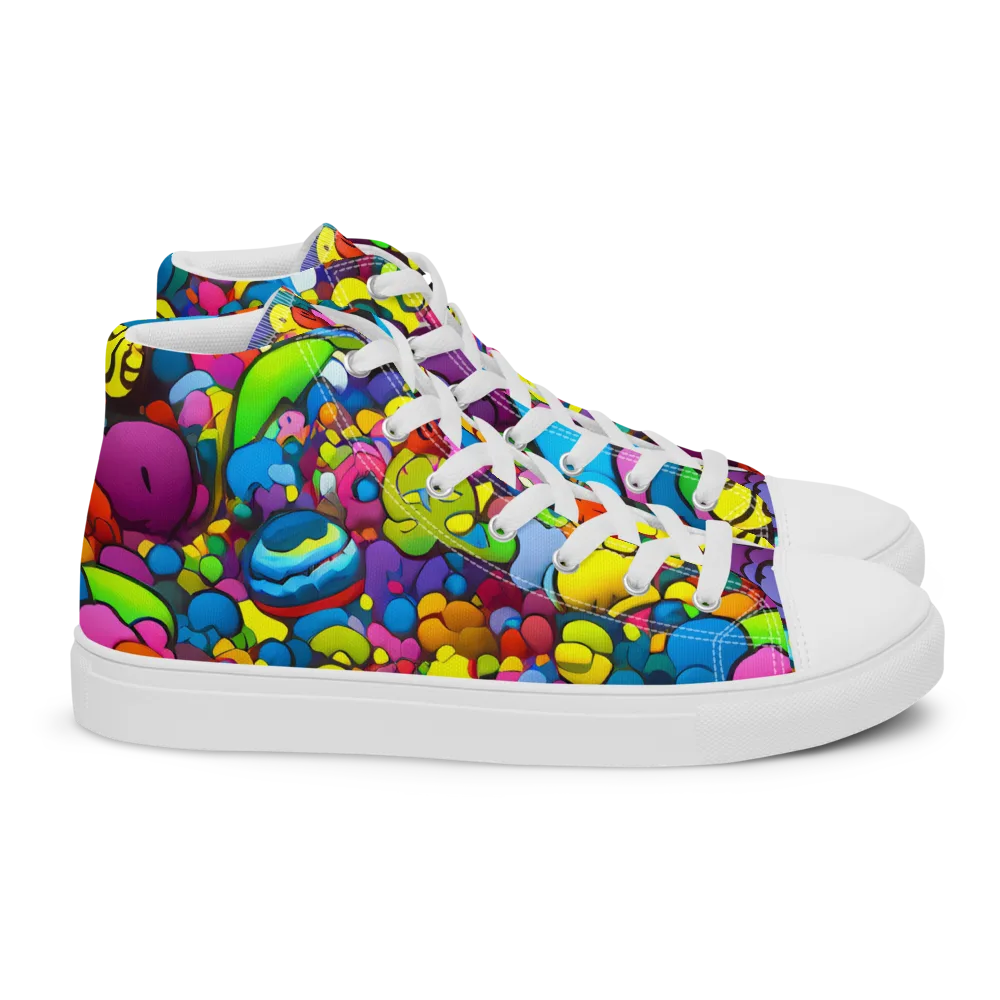Kaleidoscope Garden on Women's High Top Canvas Shoes — Right