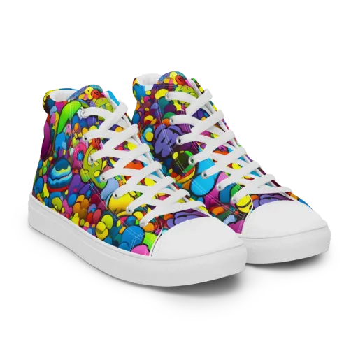 Kaleidoscope Garden on a Women's High Top Canvas Shoes