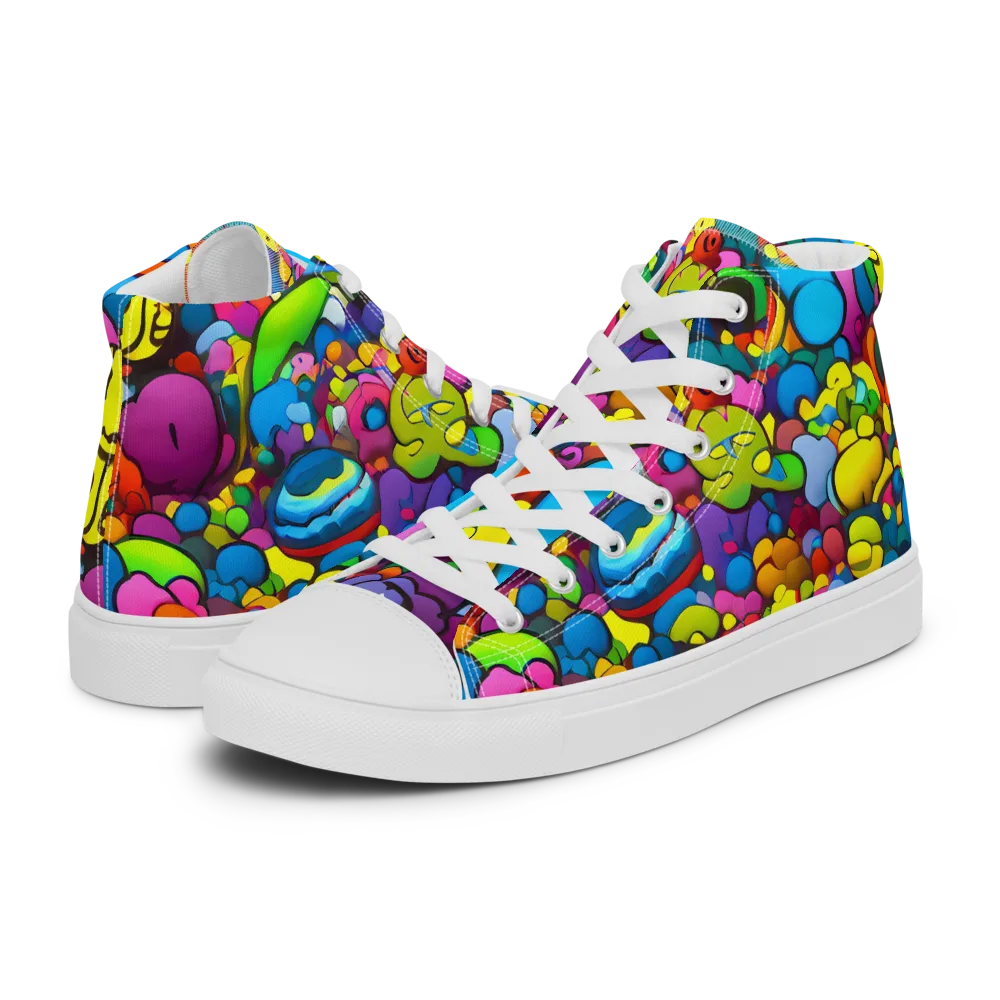 Kaleidoscope Garden on Women's High Top Canvas Shoes — Left