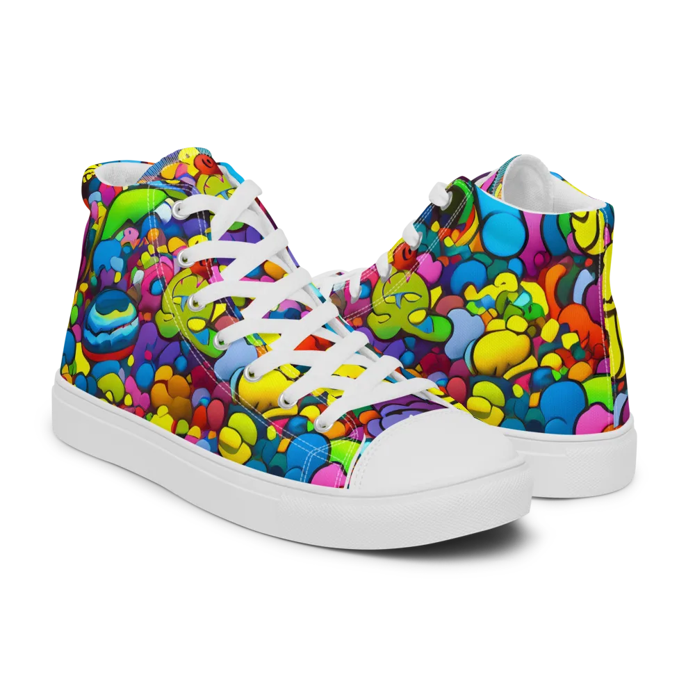 Kaleidoscope Garden on Women's High Top Canvas Shoes — Right