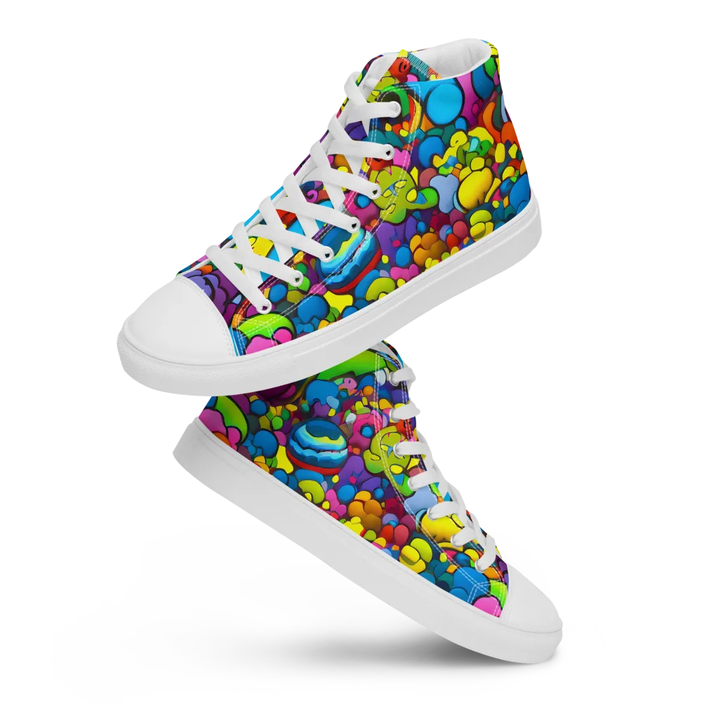 Kaleidoscope Garden on Women's High Top Canvas Shoes — Front