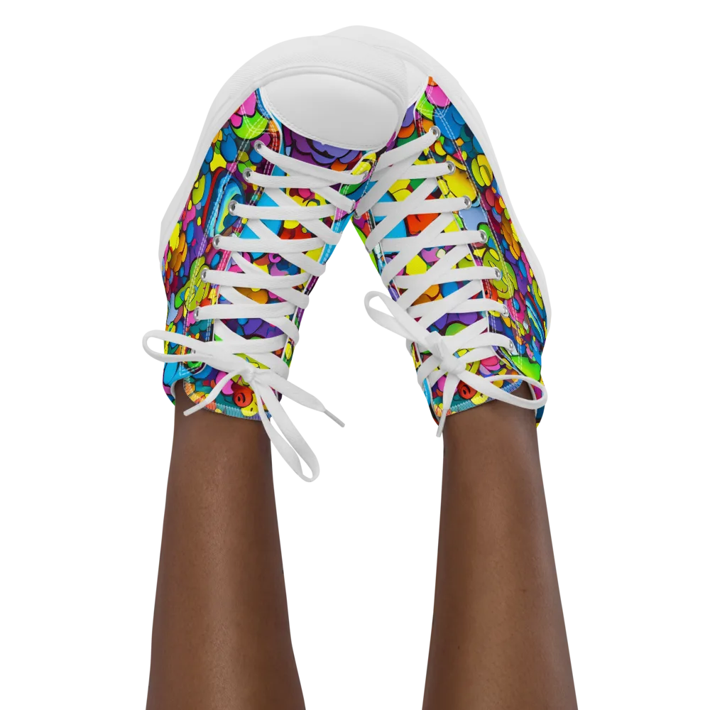 Kaleidoscope Garden on Women's High Top Canvas Shoes — Front