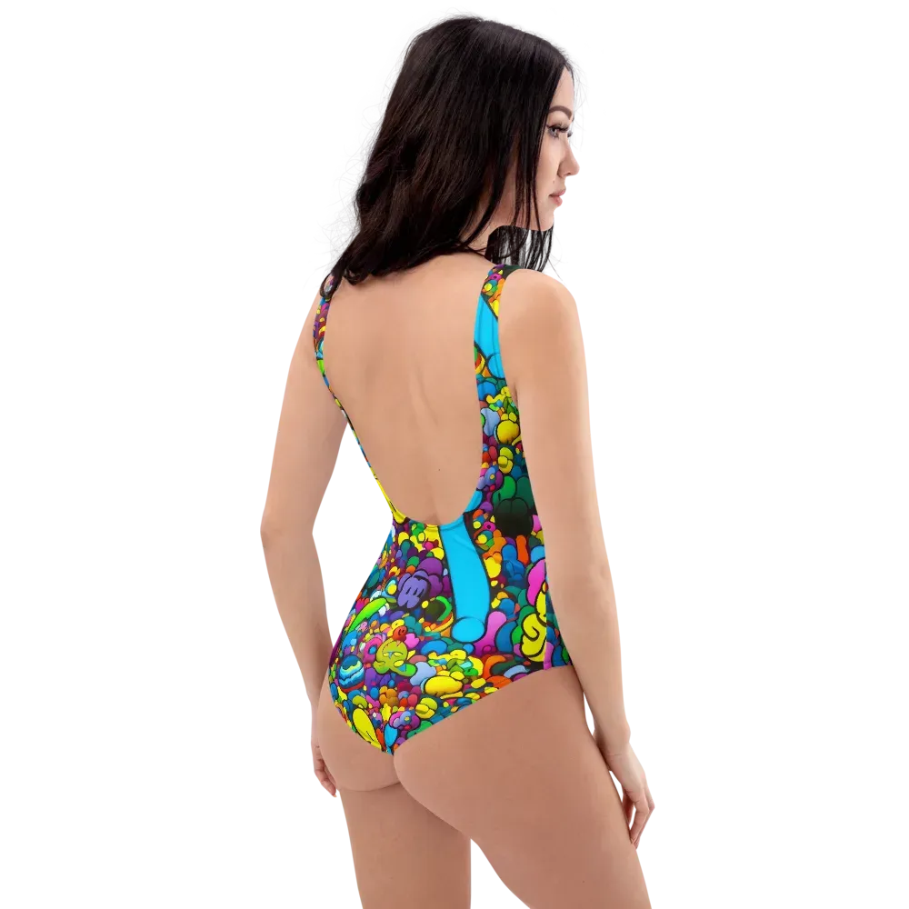 Kaleidoscope Garden on One-Piece Swimsuit — Right Back