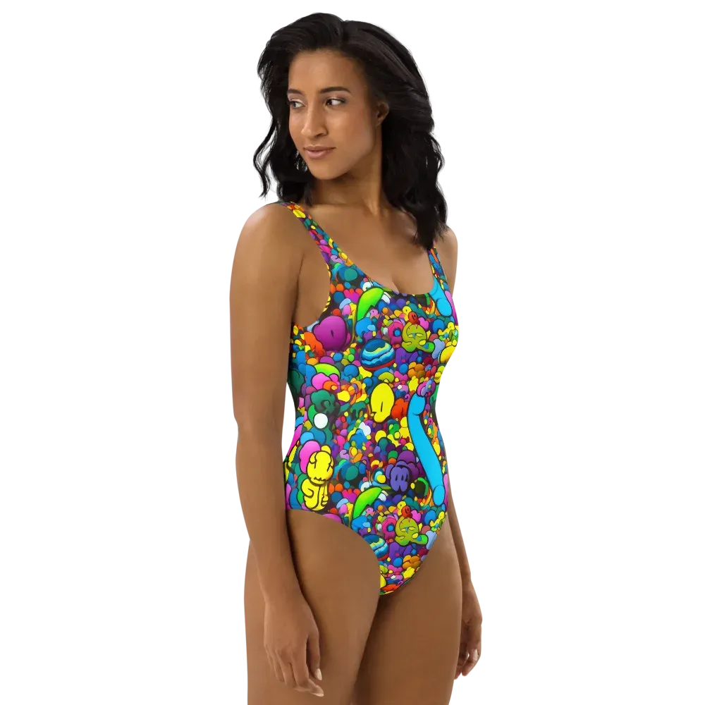 Kaleidoscope Garden on One-Piece Swimsuit — Right