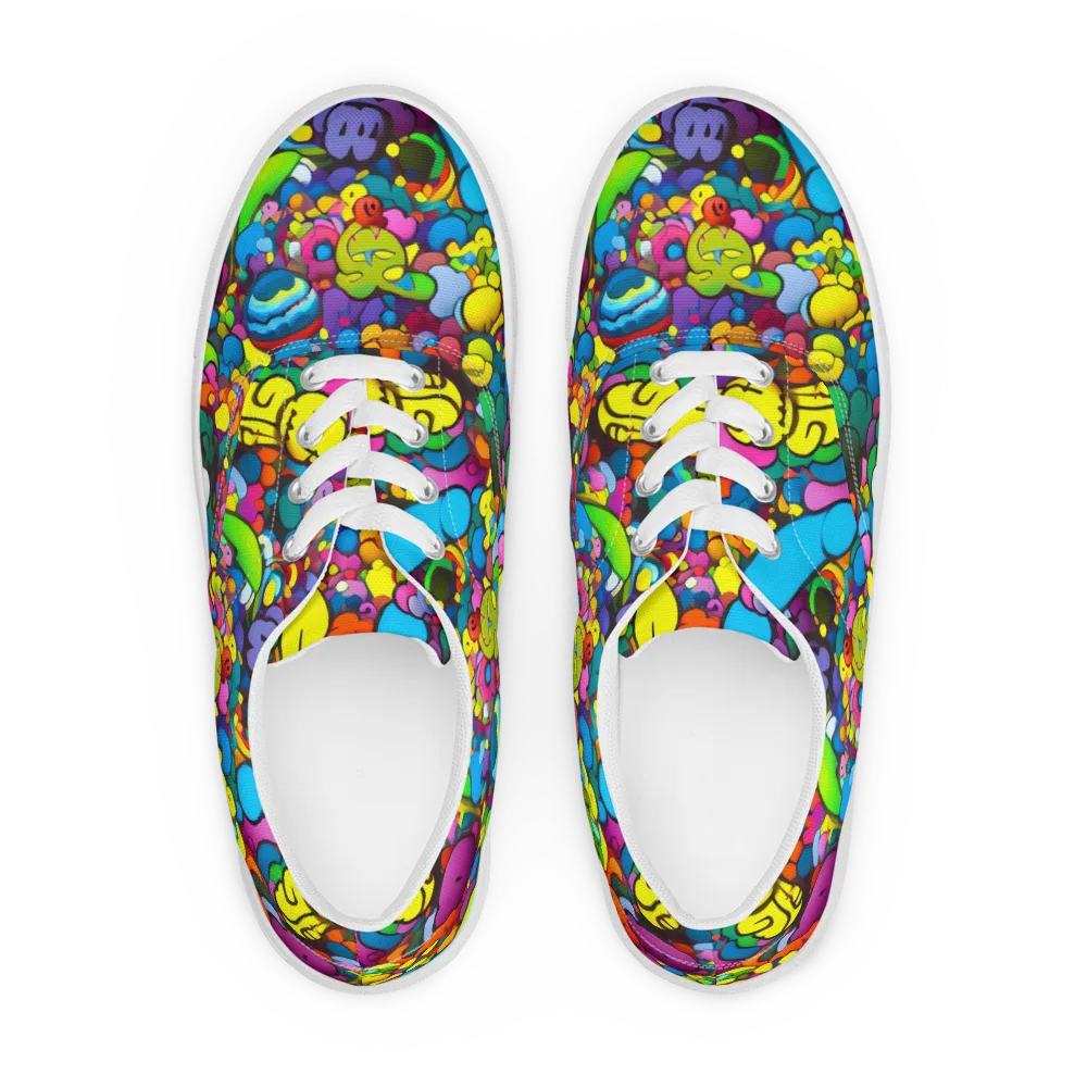 Kaleidoscope Garden on Men's Lace-Up Canvas Shoes — Front