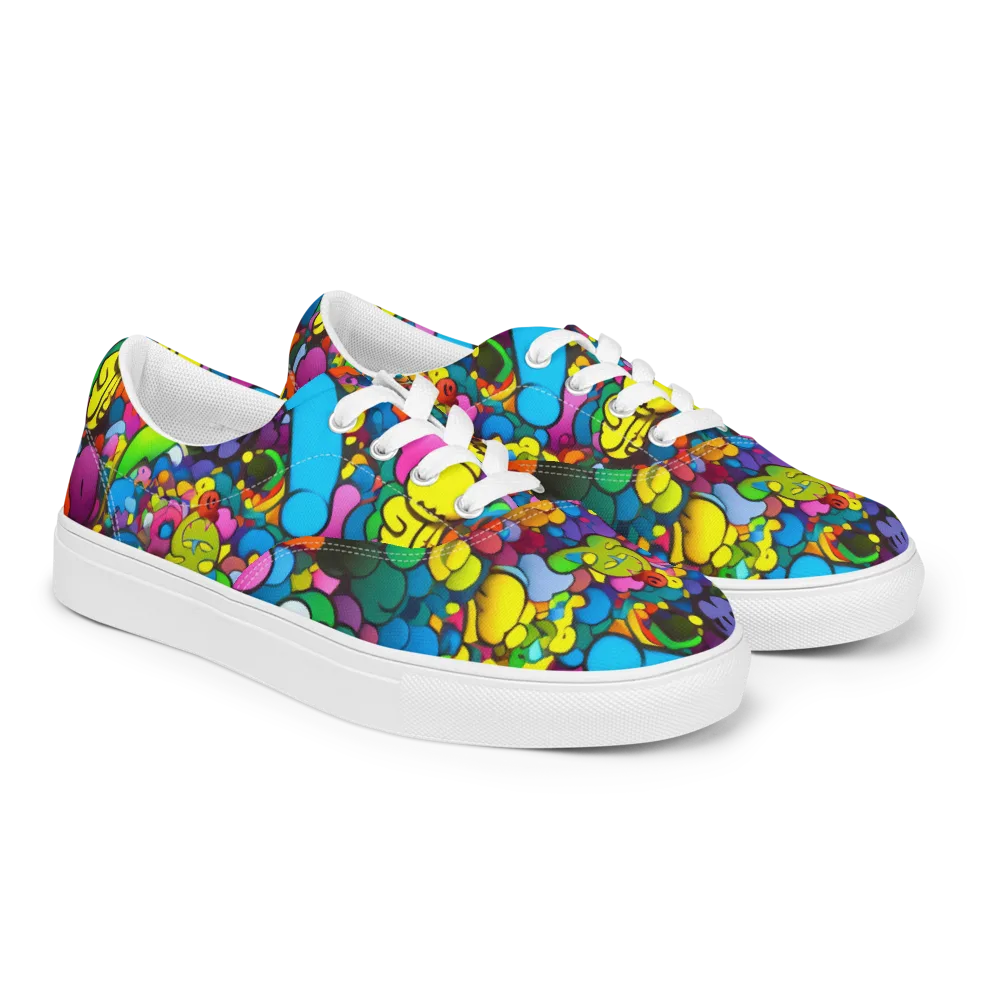 Kaleidoscope Garden on Men's Lace-Up Canvas Shoes — Right Front