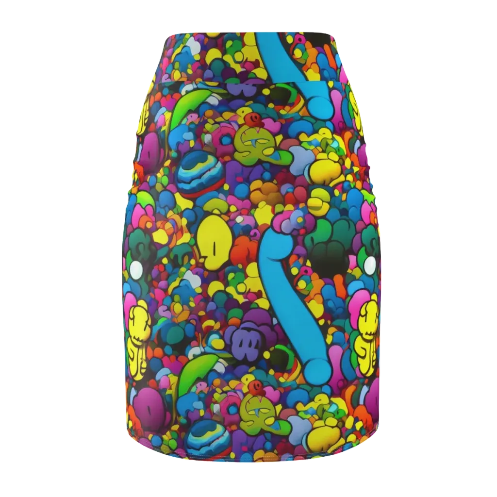 Kaleidoscope Garden on Pencil Skirt — Back