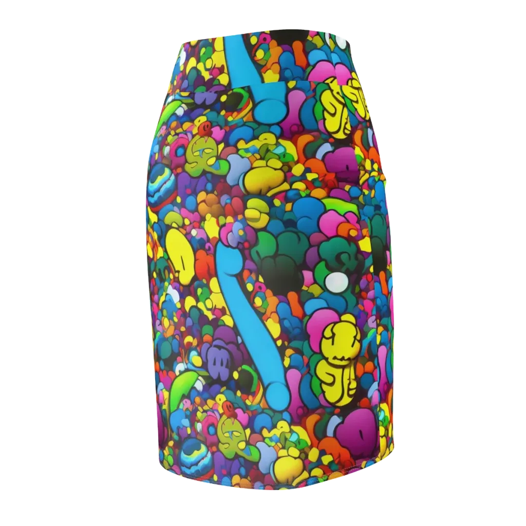 Kaleidoscope Garden on Pencil Skirt — Back Side