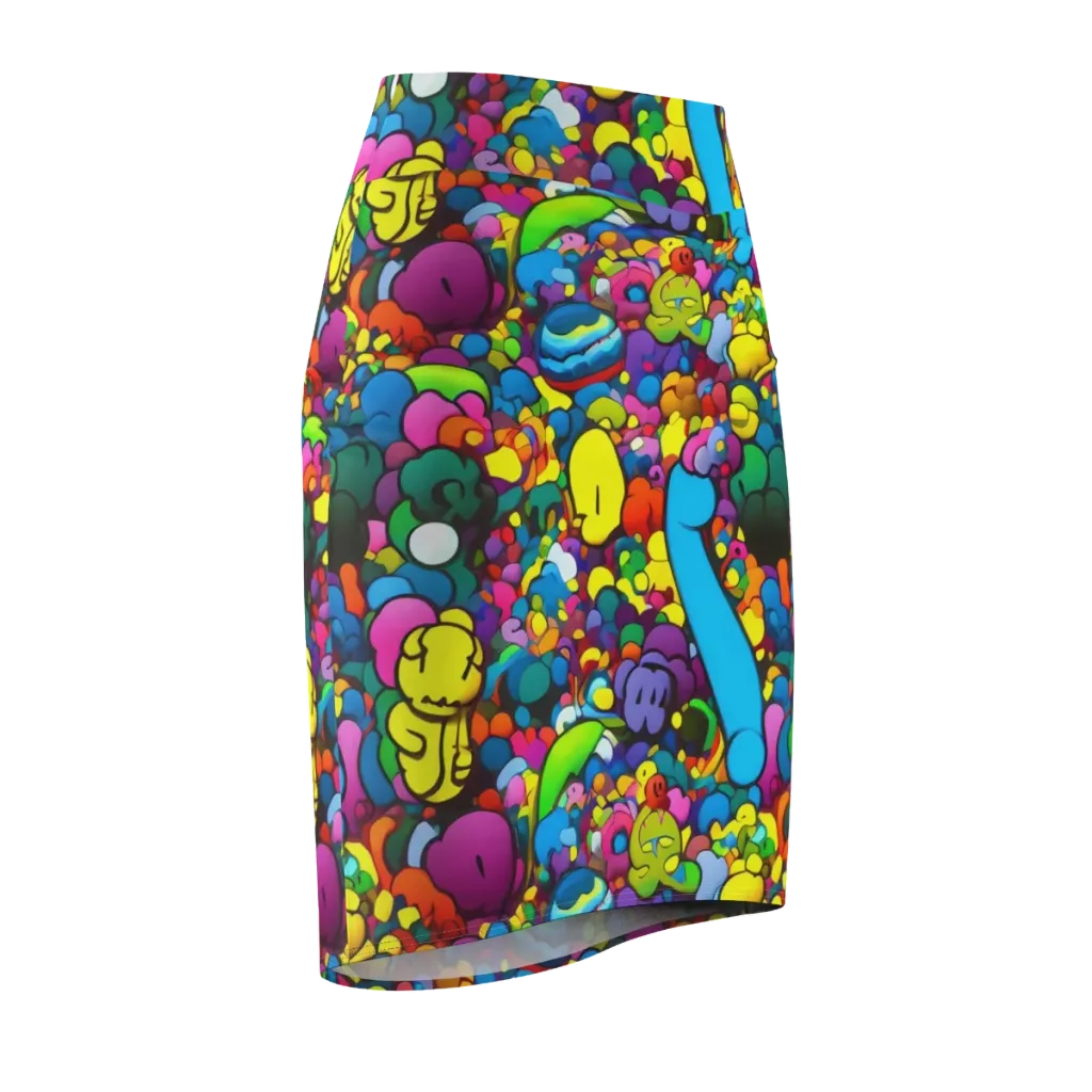 Kaleidoscope Garden on Pencil Skirt — Front Side