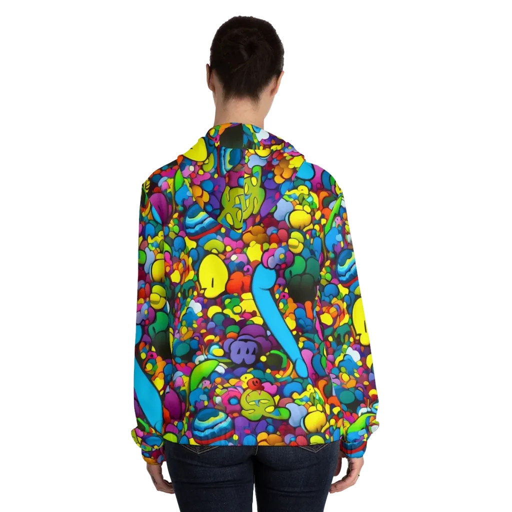 Kaleidoscope Garden on Women's Full-Zip Hoodie — Back On Person