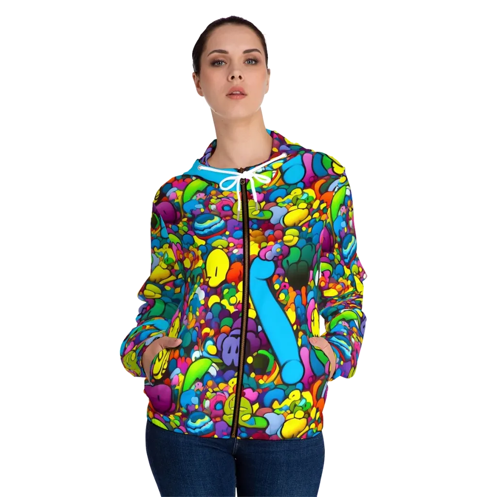 Kaleidoscope Garden on Women's Full-Zip Hoodie — Front On Person